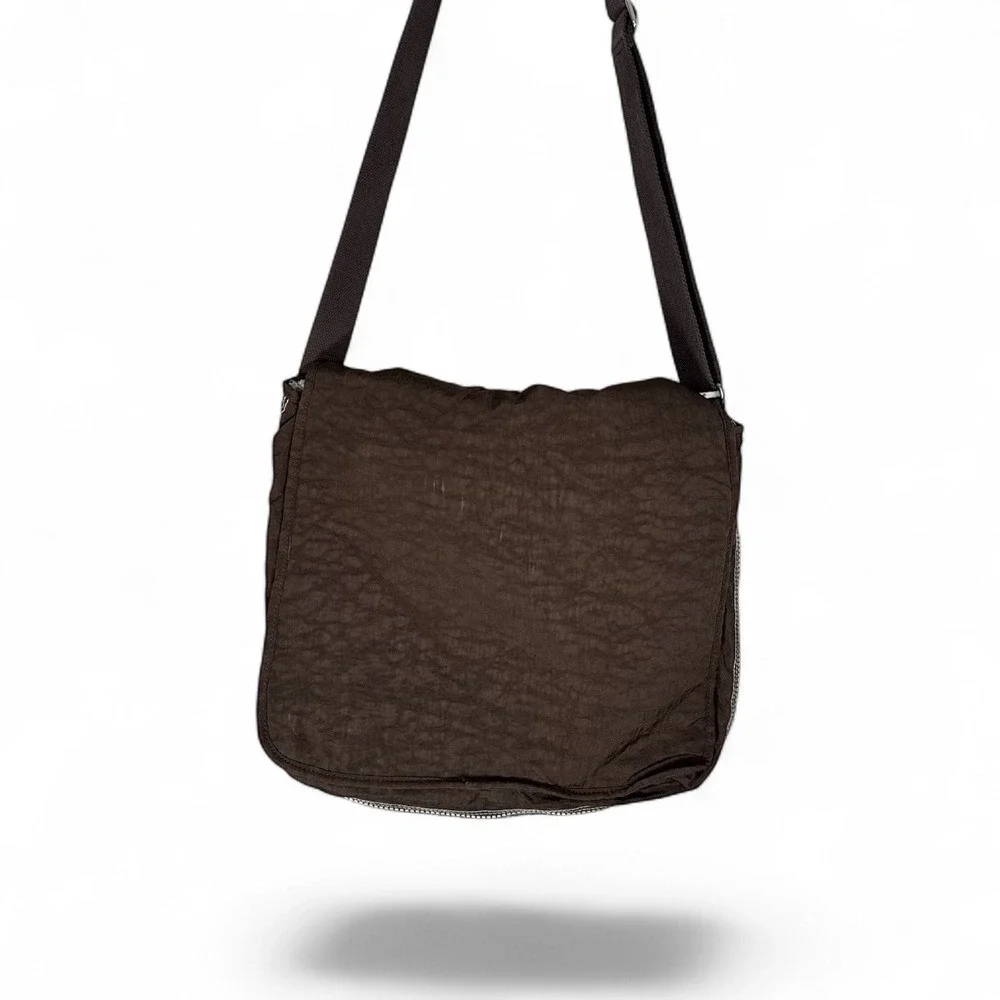 Kipling‎ Messenger Bag Nylon Charcoal Adjustable Strap Pockets Expandable